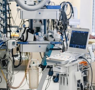A vertical shot of the interior of an intensive care ward with different equipment